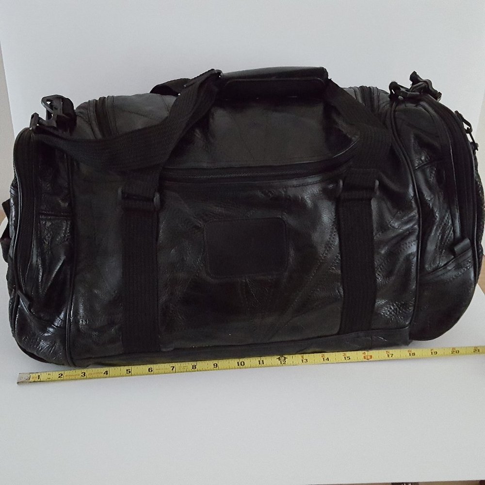 Patchwork Leather Duffle Bag Weekender Luggage *P… - image 8